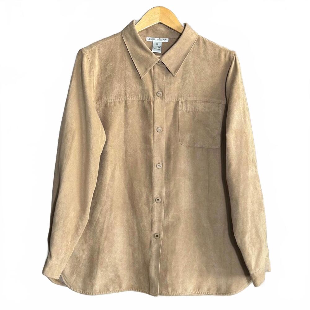 Draper's & Damon's Women's Beige/ Tan Button Up Shirt Size L Western Boho